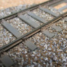 MIDI - 22 m - Voie DC à traverses bois - coussinets "lourd" 3 trous à 3 tirefonds - Avec rails en code 60